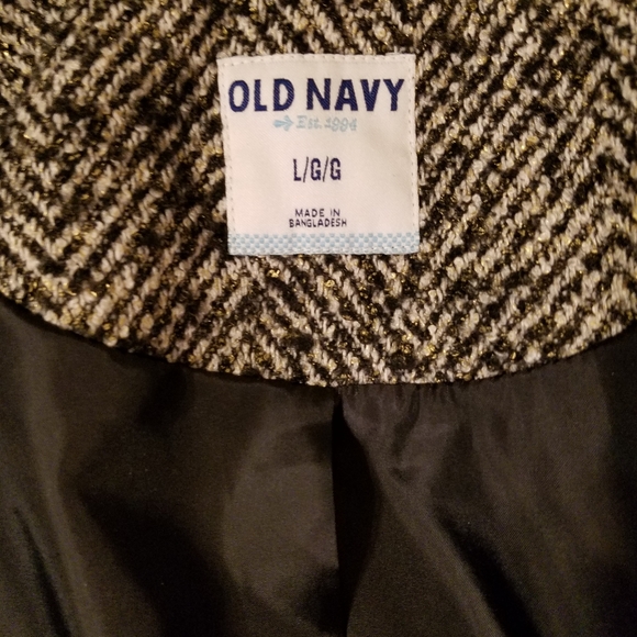 EUC! Old Navy black/white tweed, 3-button coat - Picture 9 of 9